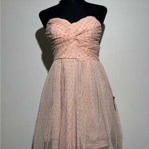 Lulus Blush Pink Strapless Tulle Dress Gold Dot Overlay Size M